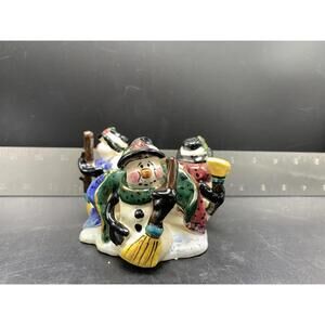 2001 Blue Sky Heather Goldminc Snowman Trio Tealight Candle Holder